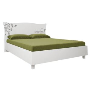 Manželská posteľ GLOE + rošt + matrac DE LUX, 160x200, biala lesk