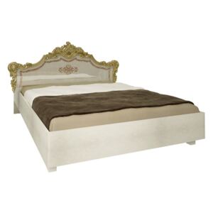 Manželská posteľ LOPPEZ + rošt + matrac DE LUX, 180x200, radica béžová