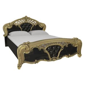 Manželská posteľ SAMSON + rošt + matrac DE LUX, 160x200, čierna lesk