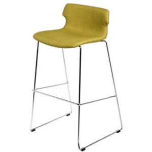 Olivová čalúnená barová stolička D2 Techno