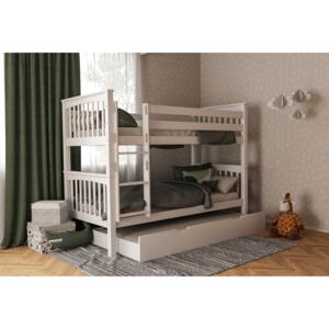 Detská poschodová posteľ z MASÍVU BUK - DAVID 200x90cm - biela
