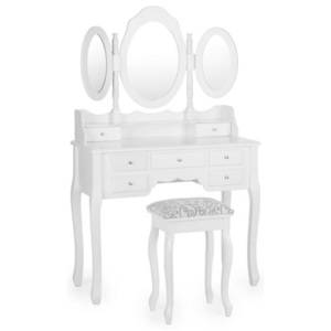 OneConcept Miss Charlotte, kozmetický stolík, 3 zrkadlá, 90 x 144,5 x 40 cm, vrátane stolčeka