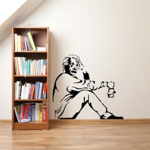 GLIX Banksy "Einstein" - nálepka na stenu Čierna 50 x 45 cm