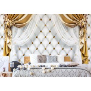Fototapeta - Golden Curtains Luxury Effect Vliesová tapeta - 254x184 cm
