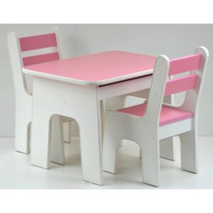 Stol a stoličky zo zásuvkami K2 růžová
