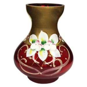 Mini váza so zlatom a smaltom červená 8.5 cm