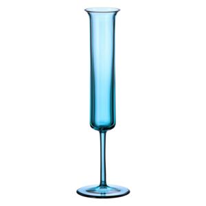 Sklenená váza Aspire úzka na nohe modrá 25 cm