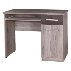 Kancelársky stôl VALE, 76x100x50 cm, dub san remo/hnedý lesk