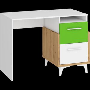 WIP Písací stôl HEY-03 105 Farba: Dub artisan/biela/zelená