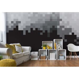 Fototapeta GLIX - Pixel Pattern Black And Grey + lepidlo ZADARMO Vliesová tapeta - 254x184 cm