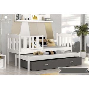 Detská posteľ KUBA P2 + matrac + rošt ZADARMO, 184x80 cm, šedá/šedá