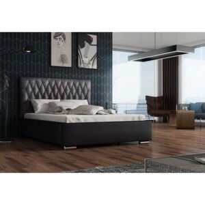 Čalúnená posteľ REBECA + rošt + matrace, siena 05 s krištálom/dolaro 08, 140x200 cm