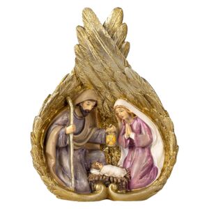 Vianočný betlehem v zlatých anjelských krídlach S - 13 * 6 * 17 cm