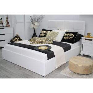 Čalouněná postel MARTIN + UP, 140x200, bílá ekokůže, Madryt 120