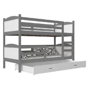 Expedo Detská poschodová posteľ MATES 2 COLOR, 190x80 cm, šedý/biely