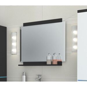 Kúpeľňové zrkadlo s policou TALUN, 60x60x15 cm, čierna