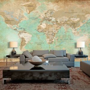 Fototapeta XXL - Turquoise World Map II 500x280 cm