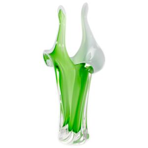 Váza hutné sklo, farba zelená - opál, výška 400 mm