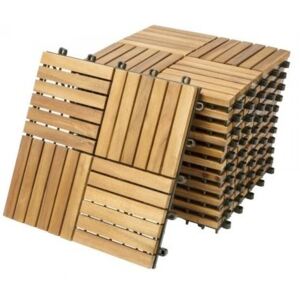 Sada 11 drevených dlaždíc acacia quatro mozaika 30x30cm - InternetovaZahrada 993433