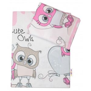 Baby Nellys 2-dielne bavlnené obliečky 135x100 cm, Cute Owls - ružová