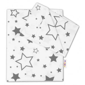 Baby Nellys 2-dielné s obliečkami - Sivé hviezdy a hviezdičky - biely, 135x100 cm