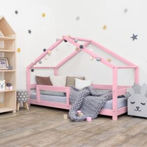 Benlemi Detská posteľ domček Lucky 120x180 cm s bočnicou Farba: Ružová