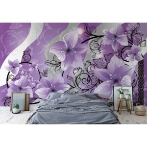 Fototapeta GLIX - Flowers Floral Pattern Purple + lepidlo ZADARMO Vliesová tapeta - 206x275 cm