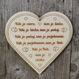 Biblický text na dreve srdce záves kde je viera, tam je láska::::