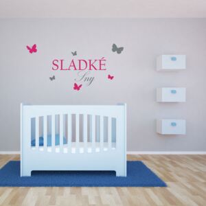 GLIX Sladké sny - samolepka na stenu Šedá a růžová 120 x 60 cm