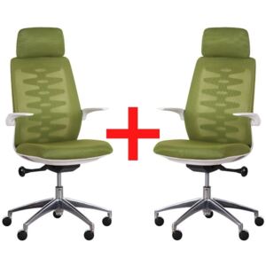Kancelárska stolička so sieťovaným operadlom SITTA WHITE 1+1 ZADARMO, zelená