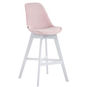 Barová stolička Cannes ~ zamat, drevené nohy biele Farba Ružová