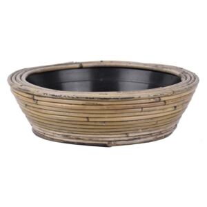 Okrúhly ratanový kvetináč Drypot Stripe antik sivá - Ø30 * 12 cm
