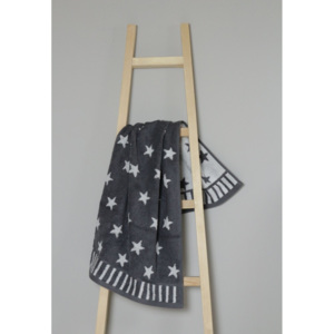 Tmavosivý bavlnený uterák My Home Plus Stars, 50 × 90 cm