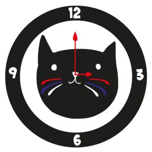 Smaltované hodiny mačka