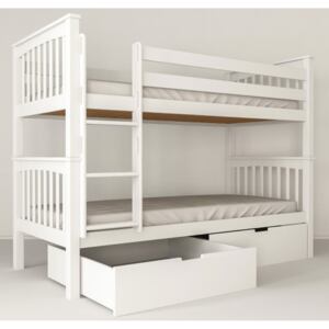 MF Poschodová posteľ Salix 200x90 cm Farba: Biela, Variant úložný box: S úložným boxom, Variant prístelka: Bez prístelky