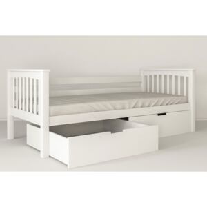 MF Detská posteľ Lutea 200x90 cm Farba: Biela, Variant úložný box: S úložným boxom, Variant prístelka: Bez prístelky