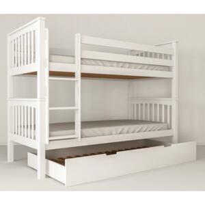 MF Poschodová posteľ Salix 200x90 cm Farba: Biela, Variant úložný box: Bez úložného boxu, Variant prístelka: S prístelkou