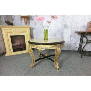 (3032) MARBLE CASTELLO zámocký stolík s mramorom čierna/zlatá