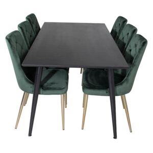 Dipp Velvet Lyx stolová súprava čierna/zelená