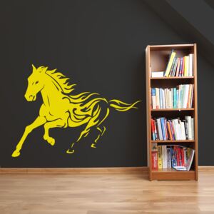 GLIX Kôň - nálepka na stenu Žltá 80 x 58 cm