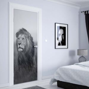 GLIX Fototapeta na dvere - Black And White Lion