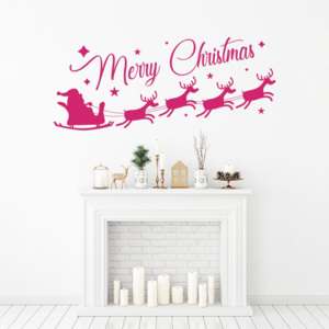 GLIX Merry Christmas Santa II. - nálepka na stenu Růžová 50 x 20 cm
