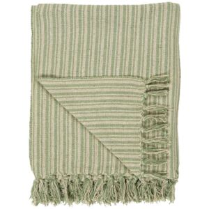 Bavlnený pléd Cream Green Stripe 130 × 160 cm