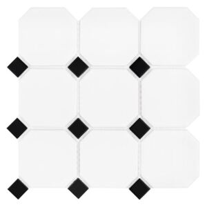 DUNIN - Octagon White 95 matt Keramická mozaika (9,52 x 9,52 +2,5 x 2,5 x 0,6 cm/1ks)