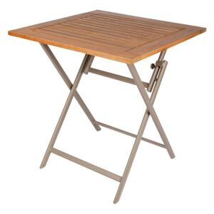FLORABEST® Hliníkový sklápací stôl, prírodné drevo, 70 x 70 cm (100320646)