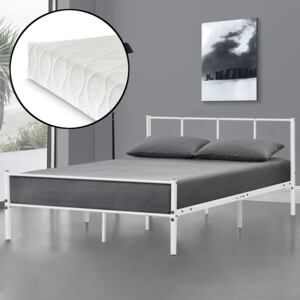 [en.casa] Kovová posteľ »Laos« AADB-1750 120x200 cm biela s matracom a roštom