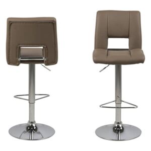 Dizajnová barová stolička Nerine, kapučínová a chrómová-ekokoža