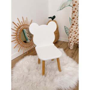 Detská buková stolička Macko - biela