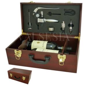 Exkluzívny darčekový kufrík na dve vína s vývrtkou DELUXE a príslušenstvom