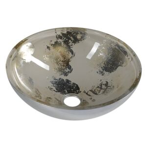 SAPHO - MURANO ANIMA skleněné umyvadlo kulaté 40x14 cm, stříbrná/béžovozlatá (AL5318-41)